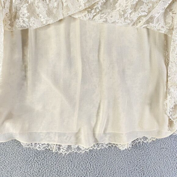H&M Conscious Exclusive Mini Dress Women 8 Ivory Lace Floral Wedding Ethereal - Picture 11 of 13